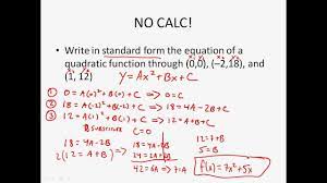 Algebra 2 Writing Quadratic Functions