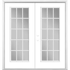 Masonite 72 In X 80 In Ultra White Steel Prehung Right Hand Inswing 15 Lite Clear Glass Patio Door With Brickmold Ultra Pure White