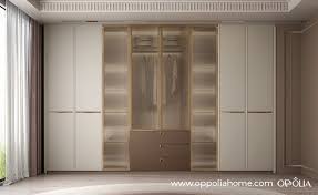 Taupe Wardrobe With Reeded Glass Doors