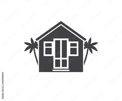 Summer Bungalow Icon In Outline Design