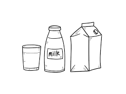 Hand Drawn Milk Box Bottle And Glass Of