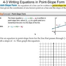 Writing Equations In Point Slope Form