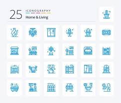 Home And Living 25 Blue Color Icon Pack
