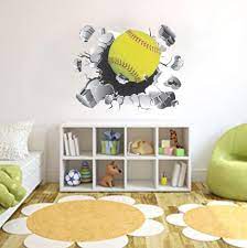 Softball Wall Decal Busting Wall Decal