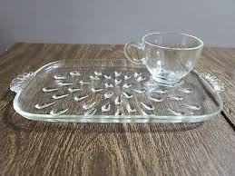 Vintage Clear Glass Serving Tray With