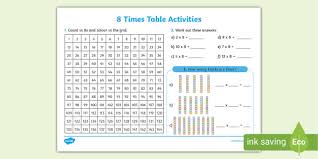 8 Times Table Worksheet Teacher Made