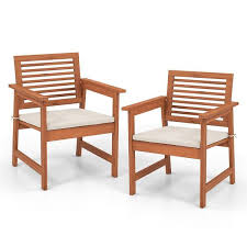 Costway Solid Wood Outdoor Dining Chair