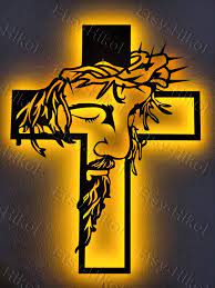 Metal Led Wall Art Blessed Cross