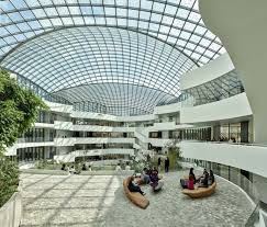 Research Center Contains An Indoor Atrium