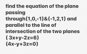 Find The Equation Of The Plane Passing
