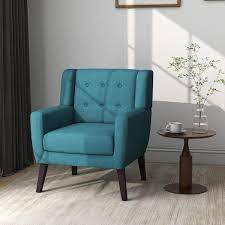 Light Blue Linen Arm Chair Set Of 1