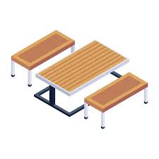 Wooden Table Chair Icon Isometric Wood