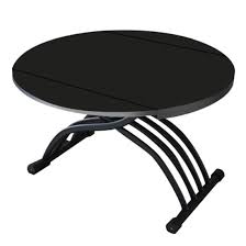 Round Table With Black Glass Top In