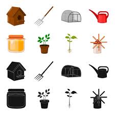 Agriculture Cartoon Black Icons