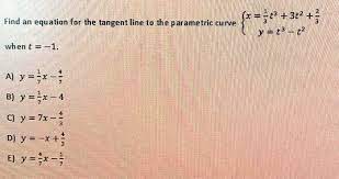 Tangent Line To The Parametric Curve