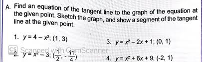 A Find An Equation Of The Tangent Line