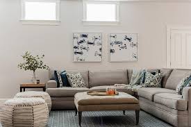 Steel Gray Sectional And Blue Pillows