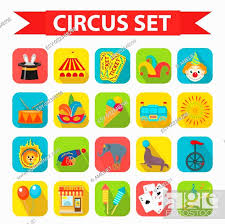 Circus Icon Set Flat Cartoon Style