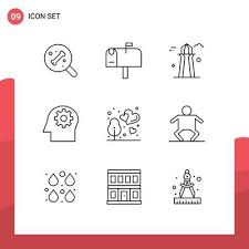 Modern Set Of 9 Outlines Pictograph Of
