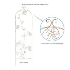 49 In Decorative Flower Stem Design Metal Garden Trellis For Climbing Plants In Antique White