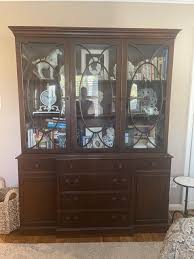 China Cabinet With Vintage Bubble Glass