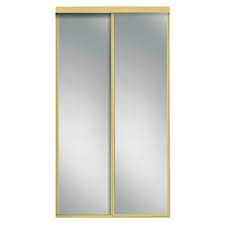 Contractors Wardrobe 48 In X 81 In Concord Bright Gold Aluminum Frame Mirrored Interior Sliding Closet Door