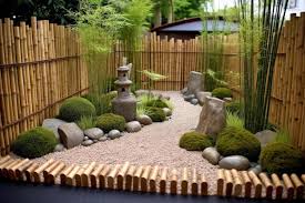 Zen Garden With Bamboo Fence