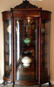 Tiger Oak Bow Front Curved Glass China
