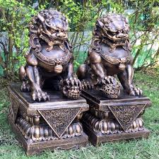 Foo Dogs 45cm Bronze Chinese Garden Statues