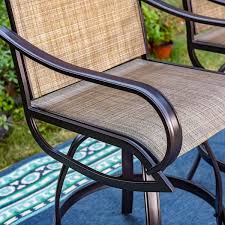 Black Swivel Metal Textilene Outdoor Bar Stool With Arms 2 Pack