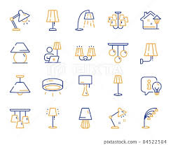 Lamps Line Icons Spotlight Led Table