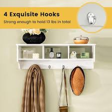 Gymax Versatile Wall Mounted Coat Rack Space Saver W Wide And Flat White