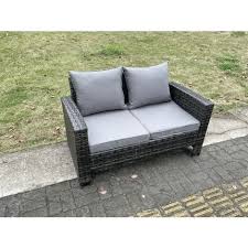 Back Rattan 2 Seater Loveseat Sofa