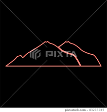 Neon Mountain Icon Black Color In