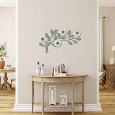 Luxenhome Magnolia Flowers Metal Wall Decor