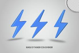 Thunder Icon 3d Render Light Blue Color