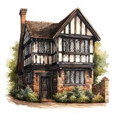 Premium Photo Watercolor Tudor House