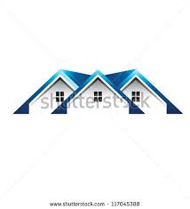Blue Roof Houses Image Vector Icon