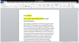 Selecting Text In Ms Word Geeksforgeeks