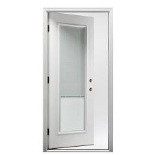 Mmi Door 30 In X 80 In Internal Mini Blinds Left Hand Inswing Full Lite Clear Primed Fiberglass Smooth Prehung Front Door