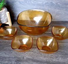 Vintage Amber Glass Bowls Vereco T