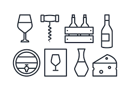 Wine And Cheese Vector Art Icons And