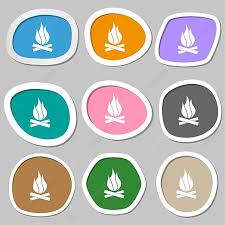A Fire Icon Symbols Multicolored Paper
