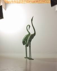 Bronze Crane Bird Sculptures 1950s