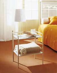 Bedside Table Made Of Metal With Glass