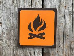 Campfire Icon Sign Handmade Screen