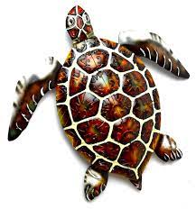 Hand Carved Metal Turtle Wall Art