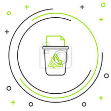 Black And Green Line Recycle Bin With