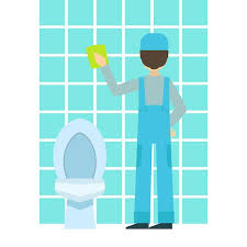 Man Washing Tiles In Bathroom Cleaning