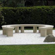 Grand Curved Modern Stone Garden Bench